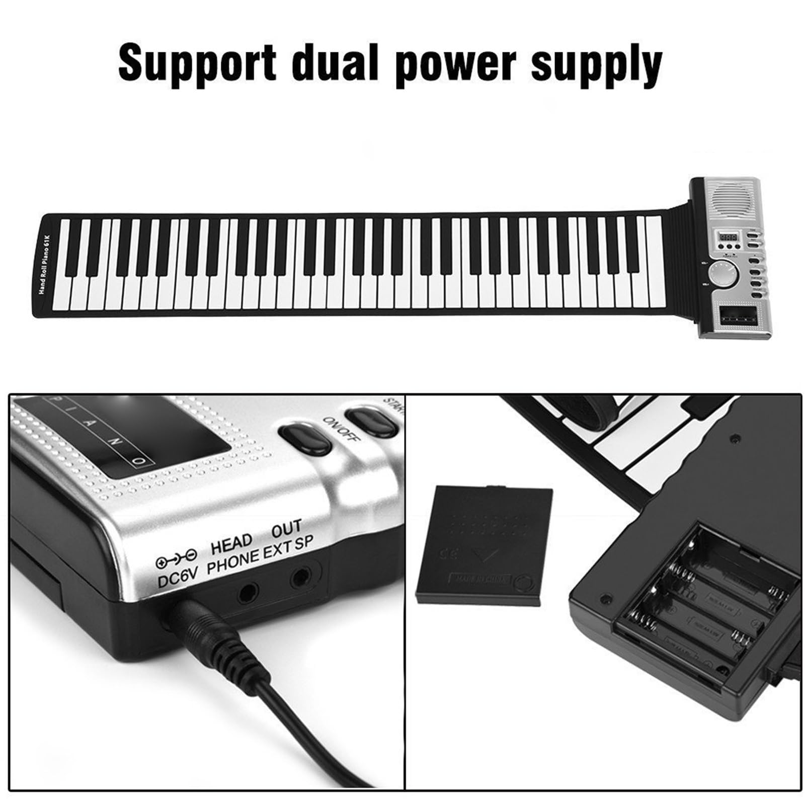 61 Klawiszowe Pianino Elektroniczne Z Rolką Dla Początkujących Składany Silikonowy Instrument Muzyczny Dorosłych