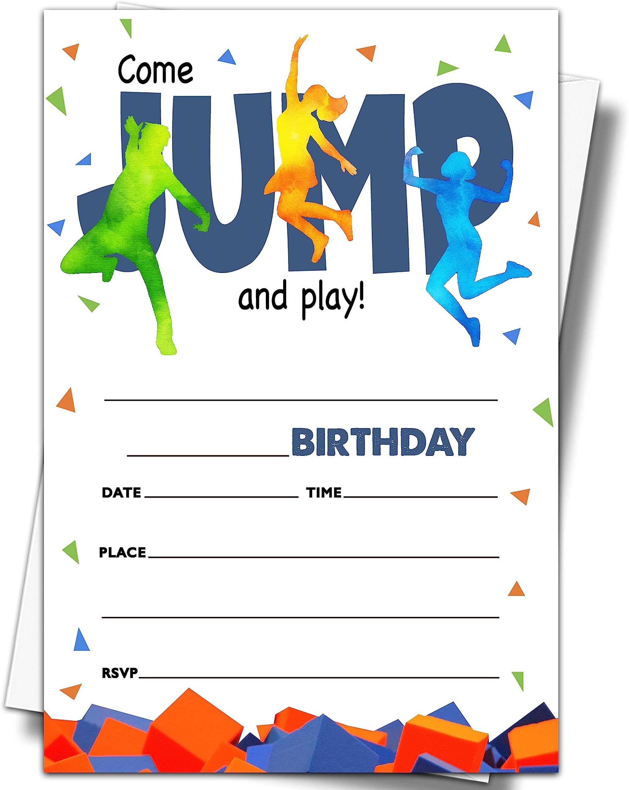 YSTEP Bounce House or Jumping Birthday Party Invitations, 20 Invite Cards with Envelopes, 4" x 6" Trampoline Birthday Invites - C30