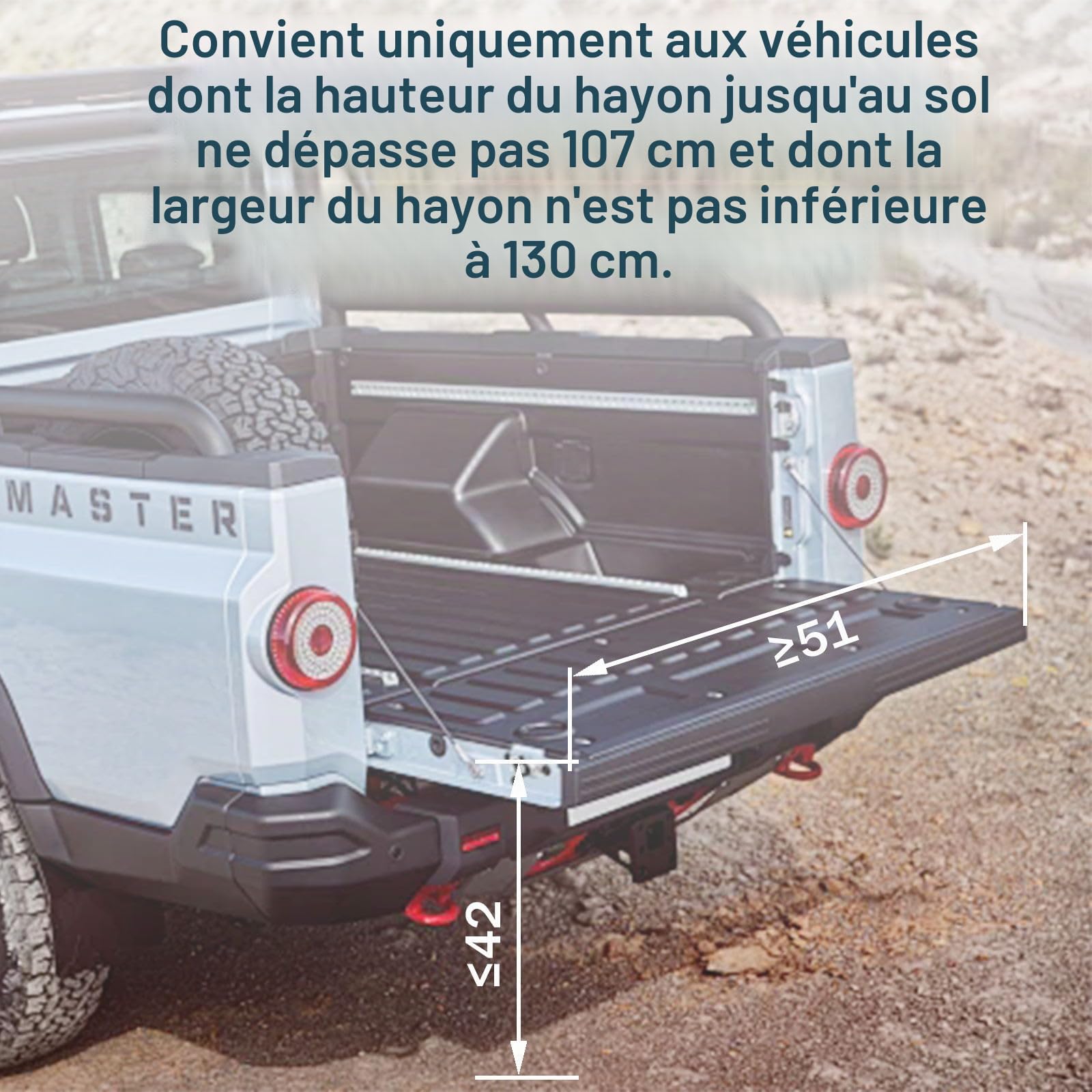 aleawol Échelle de hayon pour pickup truck, extension pliable | Escabeau de hayon avec ruban adhésif et vis autotaraudeuses en acier inoxydable pour la plupart des pickups et camions