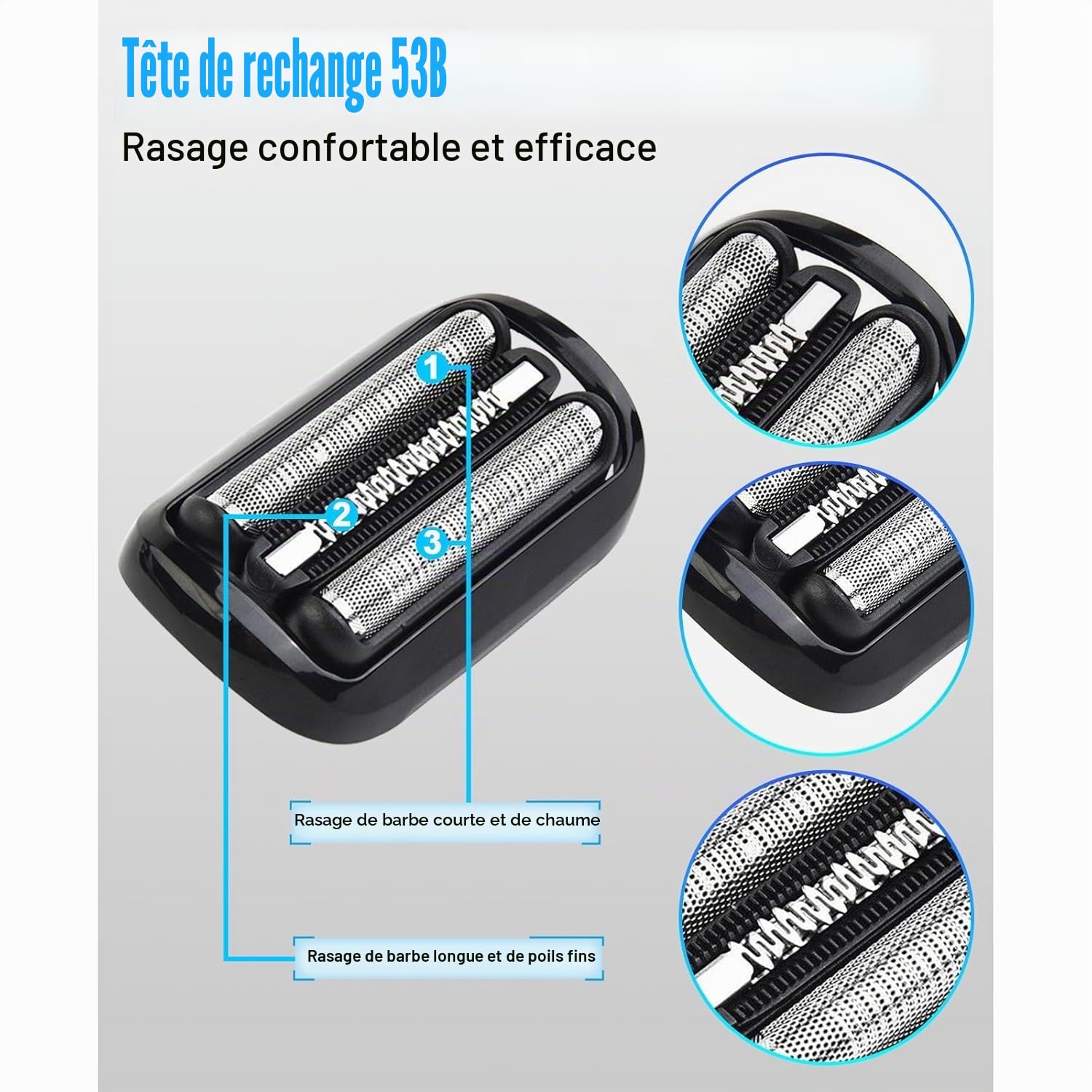 53B Lot de 2 têtes de rasoir de rechange compatibles avec les rasoirs Braun Series 5/6 5020cs 5018s 5035s 5049cs 5050cs 6020s 6040cs 6075cc 6072cc 6090cc