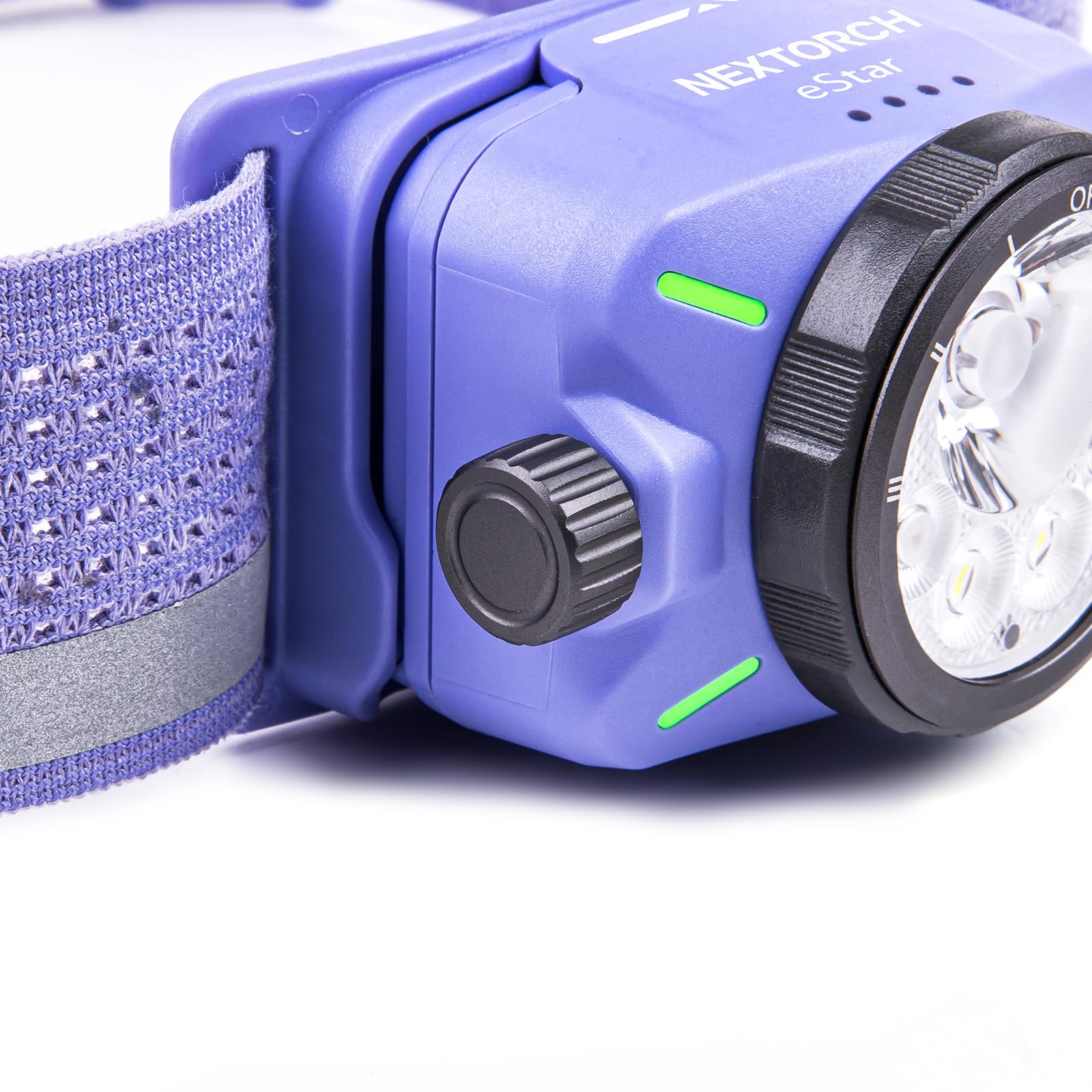 NEXTORCH eStar - Ultraleichte, wiederaufladbare LED-Stirnlampe mit 1300 Lumen, mehreren Lichtquellen und 2 Akkus. Farbe: Violett
