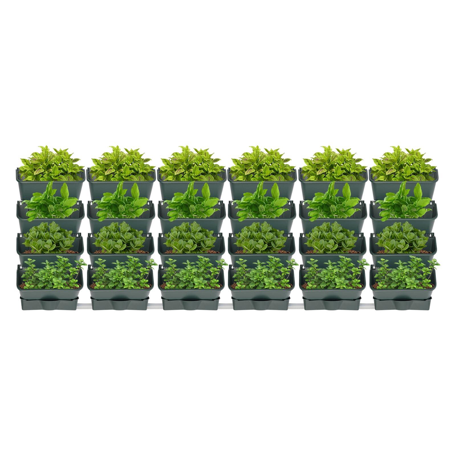 Zivisamt 18 Pcs Vertical Wall Planter with 6 Pcs Drainage Planters and 2m Drain Pipe, Wall Mounted Planter for Indoors Outdoor Decor Balcony Plant Vegetable Fruit Herb Hanging Army Green