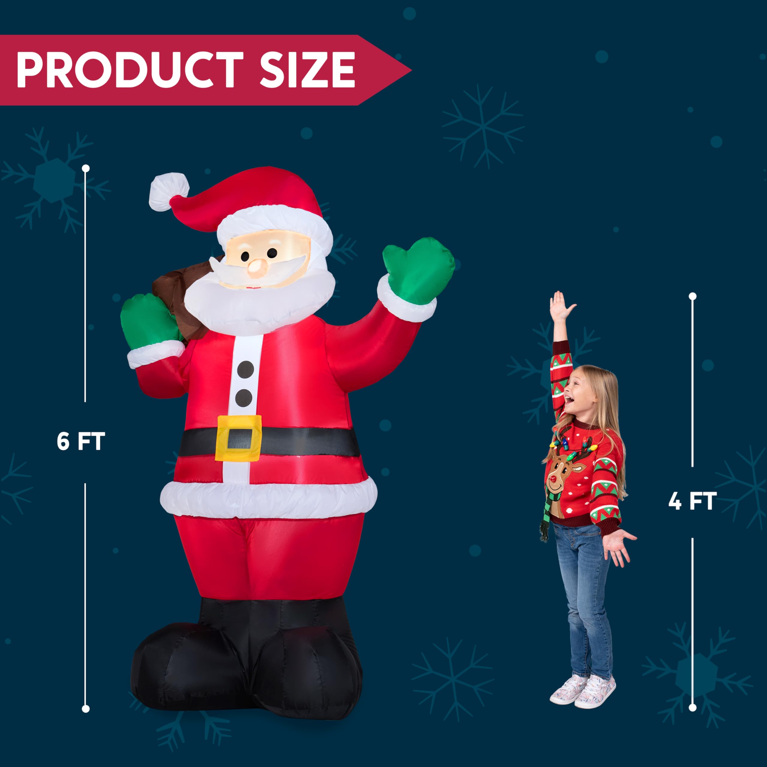 KESSER® Opblaasbare kerstman 178 cm groot uit-de schoorsteen open haard
