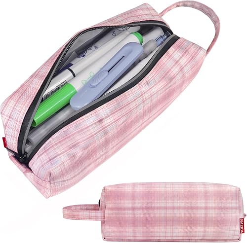 Miniatura 127 de Fmeida Estuche para lápices estético, bolsa de lápices de gran capacidad, estuche portátil para bolígrafos, oficina, papelería, bolsa de maquillaje