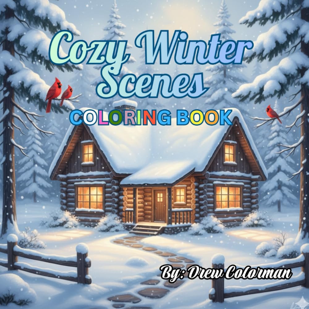 Cozy Winter Scenes Coloring Book: Relaxing Snowy Cabins, Warm Drinks & Hygge-Inspired Winter Moments for Adults and Older Kids