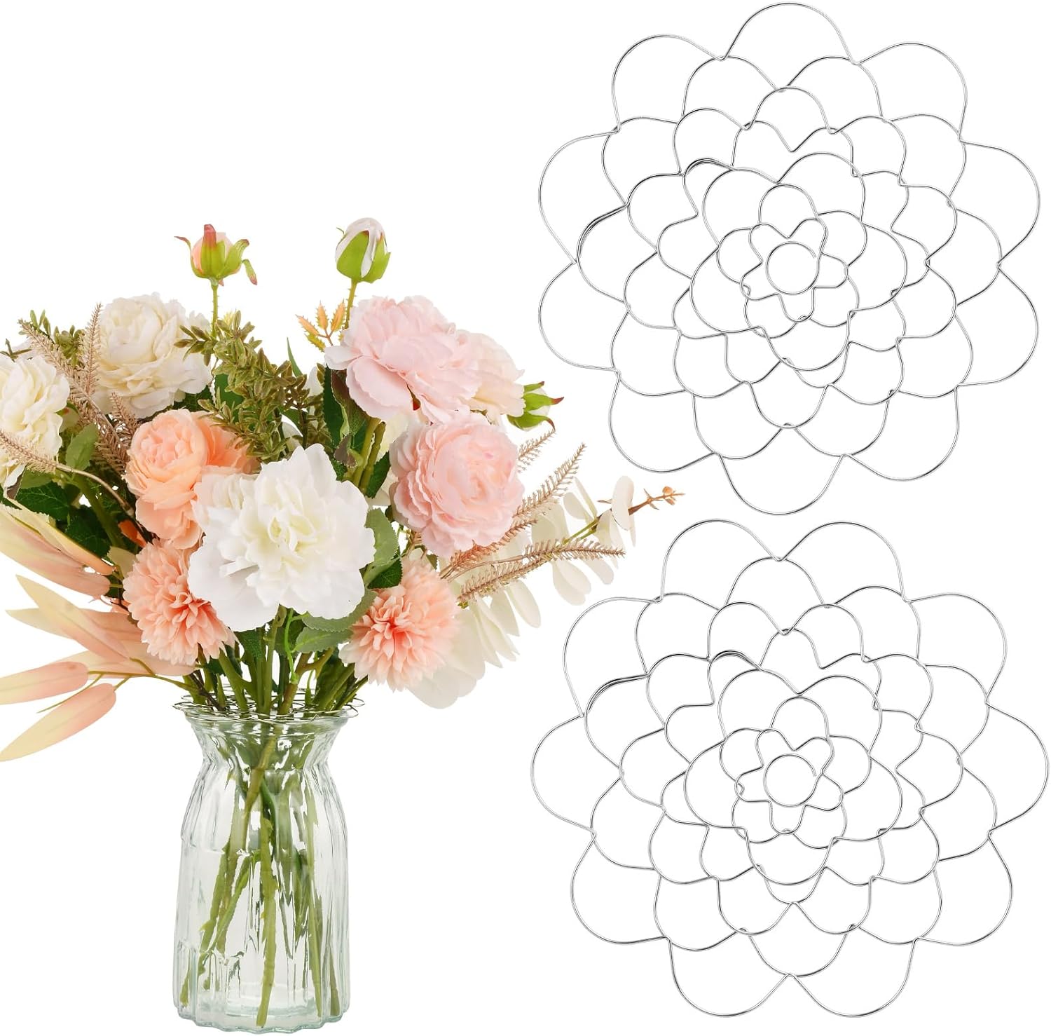 2Pcs 6Inch Flower Stem Arrangement Holder, Stainless Steel