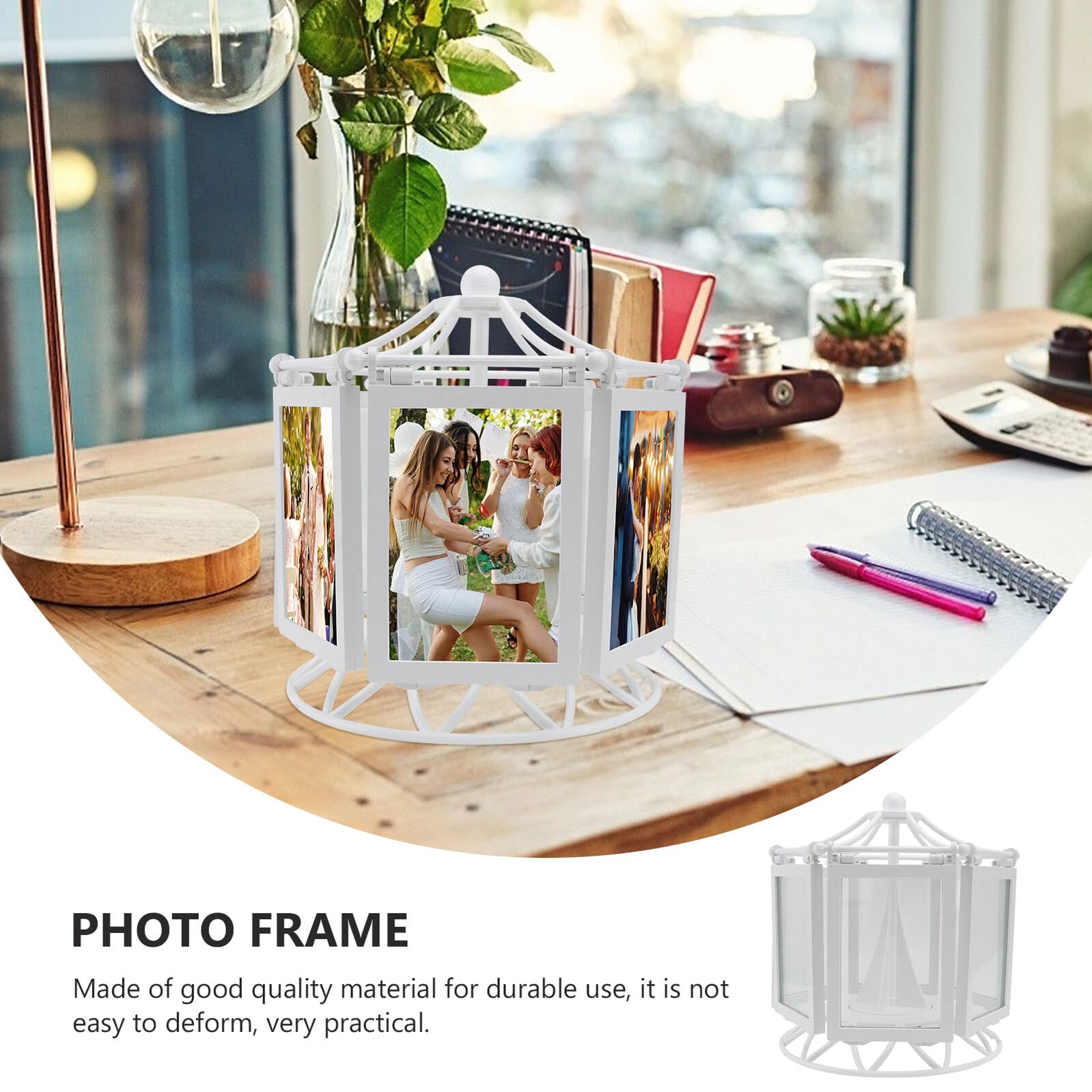 Cornice Portafoto da Tavolo Multifunzione per Foto di Nozze 5 Pollici Carillon Bianco Decorazione Creativa per Arredamento Casa Esposizione Elegante per Eventi e Ricordi