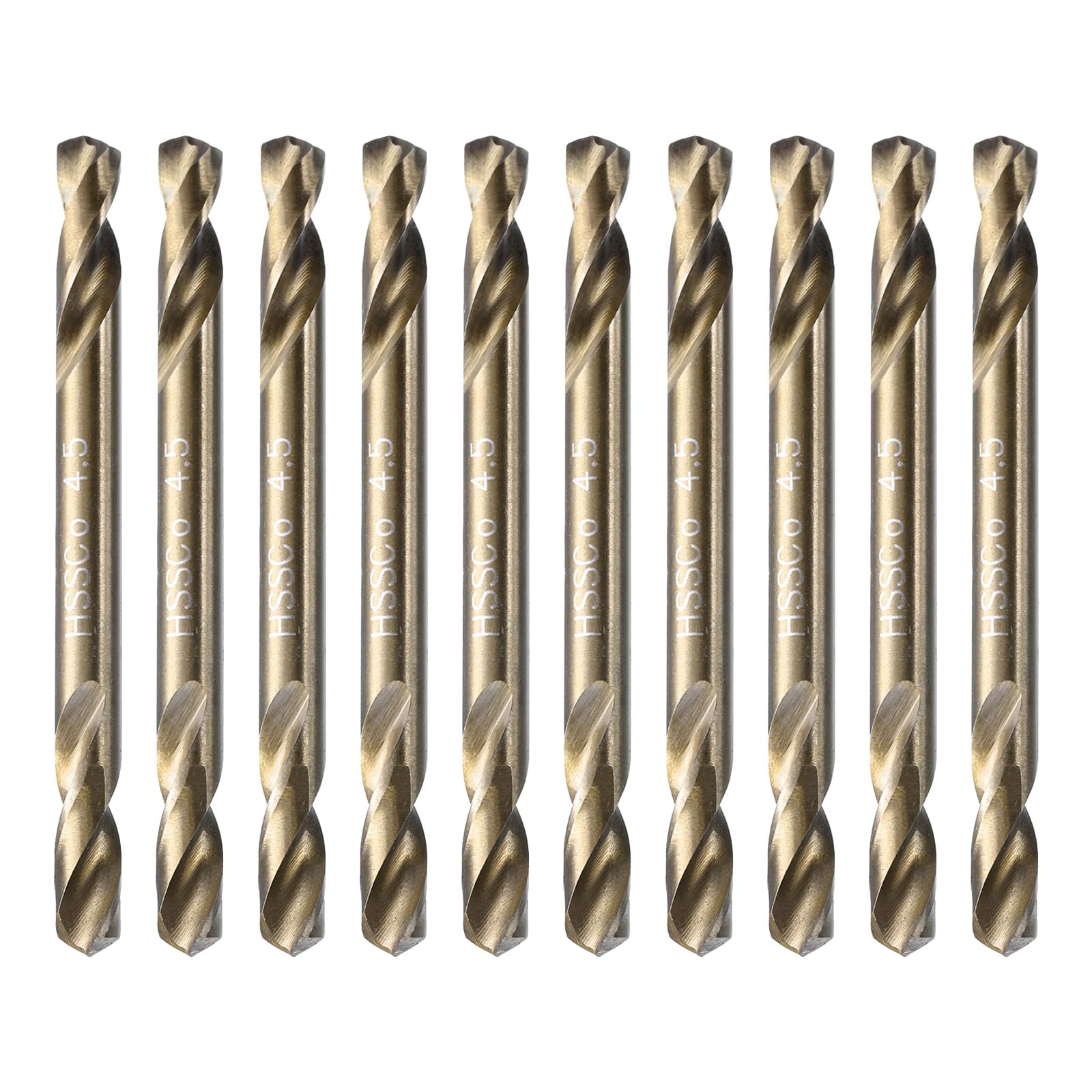 HARFINGTON 10Pcs Cobalt Drill Bits Double Ended 4.5mm/0.177" M35 High Speed Steel Twist Drill Bit Stubby Body for Hardened Steel Wood Plastic Cast