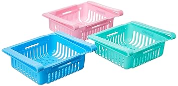 Amazon Brand - Solimo Expandable Fridge Storage Organizer ( Set of 3 )