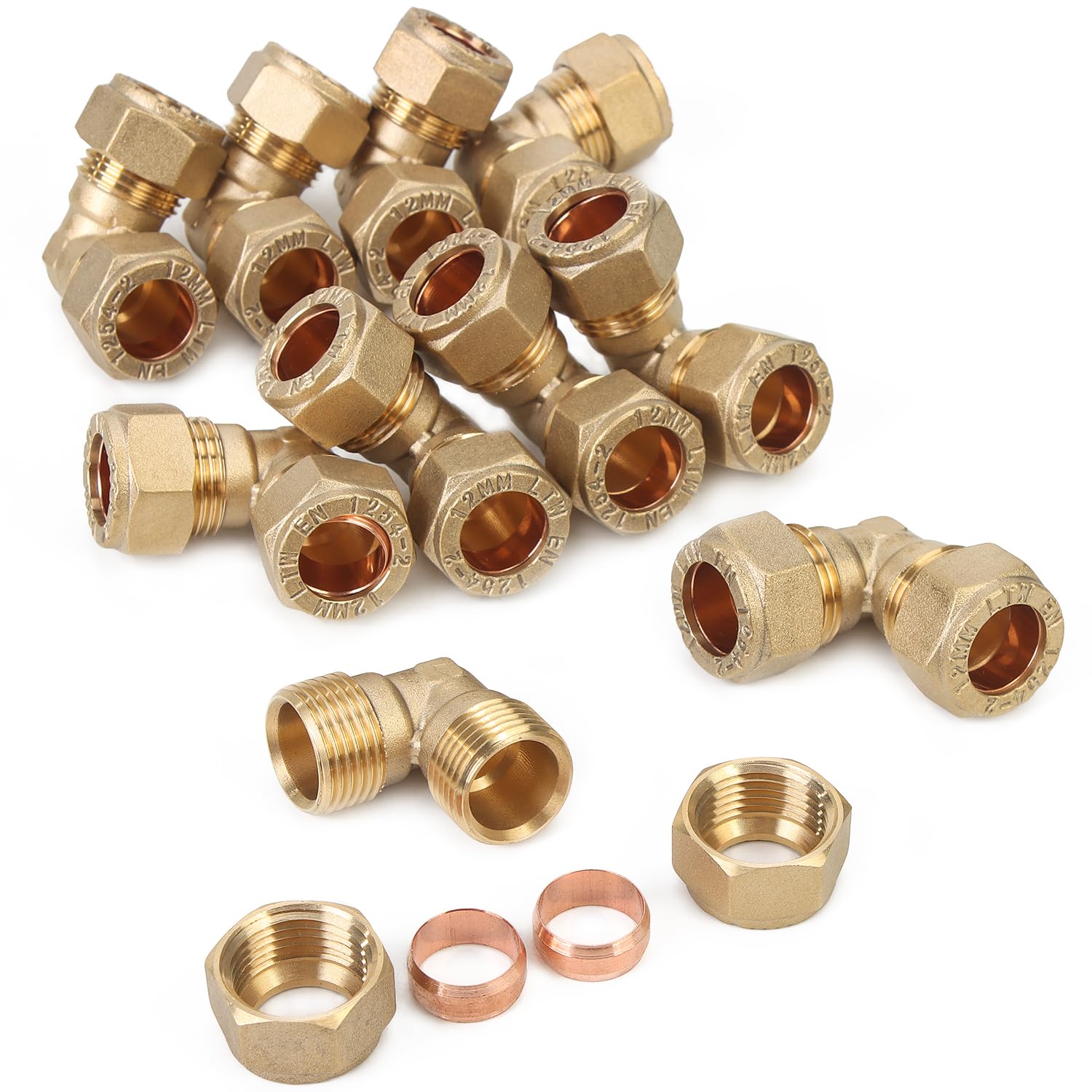 Ltwfitting Brass 12Mm Od 90 Degree Compression Elbow, Compression Fitting (Pack Of 10)