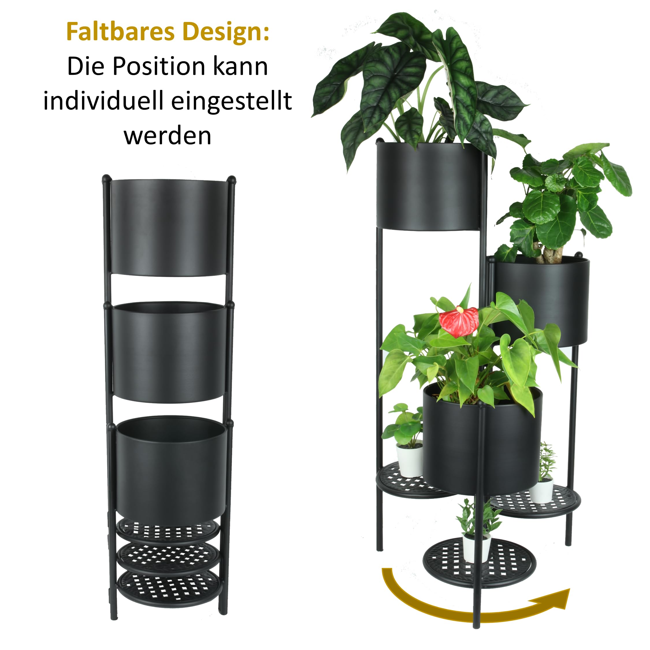Plantenrek, 2 etages, bloemenrek, outdoor, set van 2, bloemenstandaard, plantenstandaard, indoor, metaal, zwart, bloempotstandaard, bloemenbank, bloementrap, plantentrap voor binnen, balkon, tuin