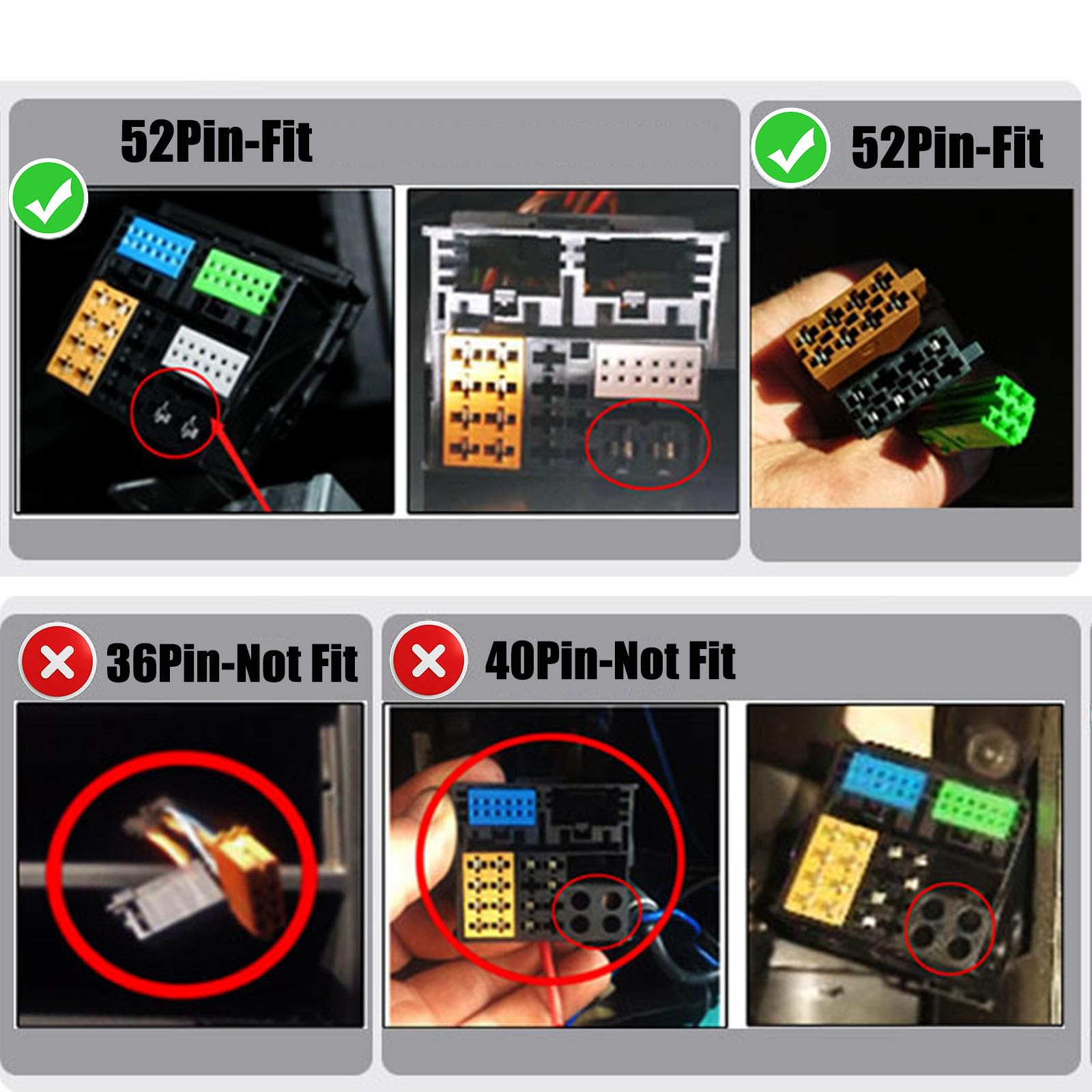 Podofo Car Stereo Radio Wire Harness 52 Pin Compatible - View #2