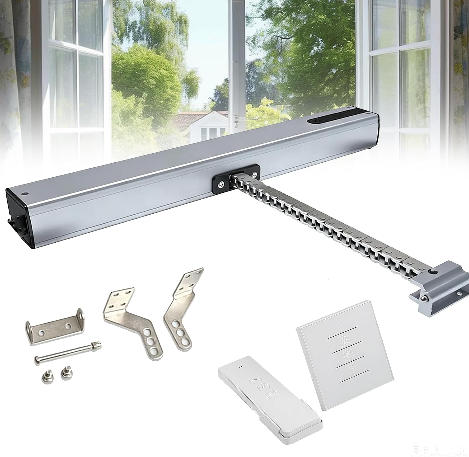 24V Electric Window Opener – 400mm Stroke, Chain Drive, Remote Control