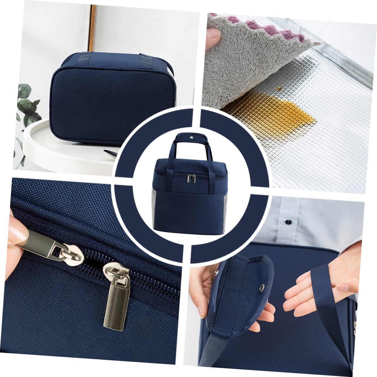 Alipis Kühltasche aus Oxford Großem Fassungsvermögen Picknicktasche Lunchbeutel mit Wärmespeicherung für Schule und Freizeit Inklusive Seitentaschen für Handy Blau