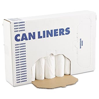 Boardwalk H4832LWKR01 24 in. x 32 in. 16 gal. 0.4 mil. Low-Density Waste Can Liners - White 25 Bags/Roll, 20 Rolls/Carton