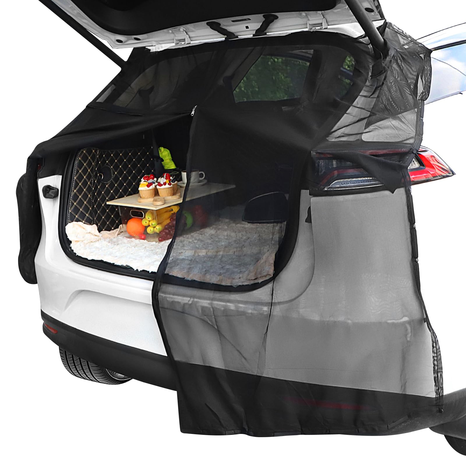 lalago 174x150cm Moustiquaire pour Hayon Magnétique, Protection Solaire en Maille Anti-UV Filet, Hayon Voiture Anti-Moustique Noir pour SUV- MPV- Van- Arrièrekl, Camping-Car Caravane,Van en Plein Air