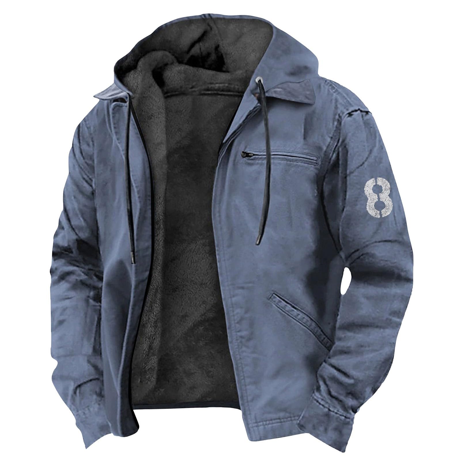 Winterjacke Herren Warm Gefüttert Fleecejacke Winddicht Outdoorjacke | Herren Winter Jacke Mit Kapuze Zipper Arbeitsjacke Vielen Taschen Winterjacken Kapuzenjacke Freizeit Outdoor Mantel Männer