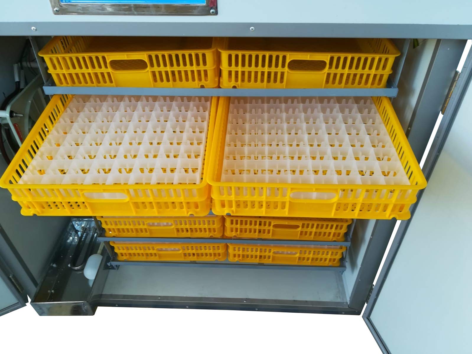 EASY MEDIA INCUBATRICE AUTOMATICA EM1000 PROFESSIONALE COIBENTATA CAPACITA' 1056 UOVA DI GALLINA, ANATRA CON GIRAUOVA AUTOMATICO, IGROMETRO, TERMOSTATO, DISPLAY ESTERNI E AVVISATORI ACUSTICI