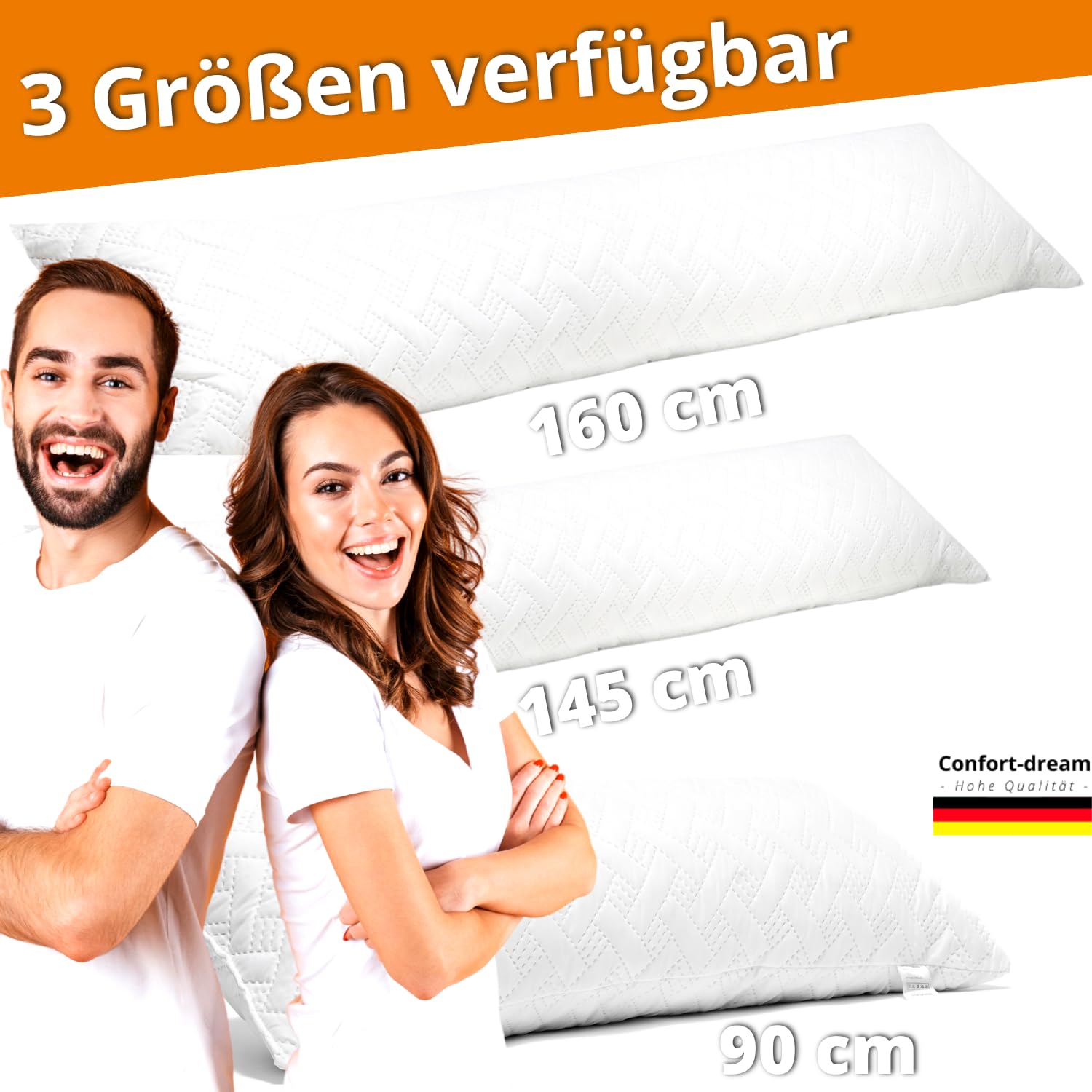 Seitenschläferkissen Memory Foam 40 x 145 cm XXL Gel Viscoschaum Orthopädisch Kissen für Schwangere