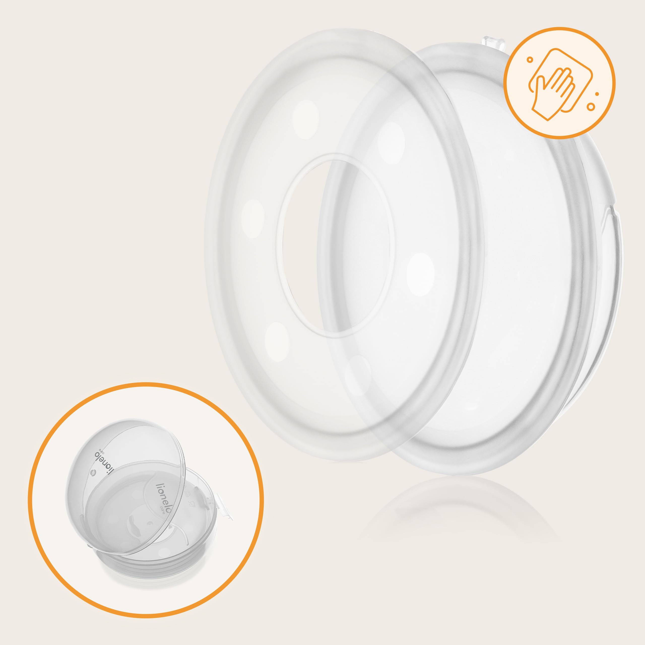 Lionelo Milky Plus – 2 colectores de leche reutilizables de silicona sin BPA, 40 ml cada uno, cómodos, discretos, a prueba de fugas