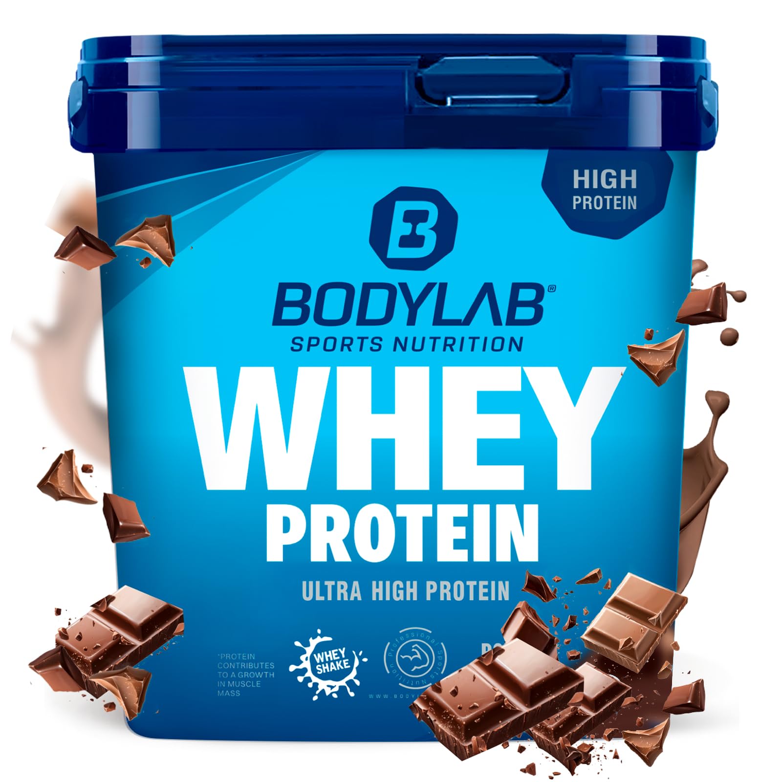 Bodylab24 Whey Protein Powder Doppio cioccolato 2kg, proteine per muscoli più forti, whey può promuovere la costruzione dei muscoli, con 80% di proteine, senza aspartamee
