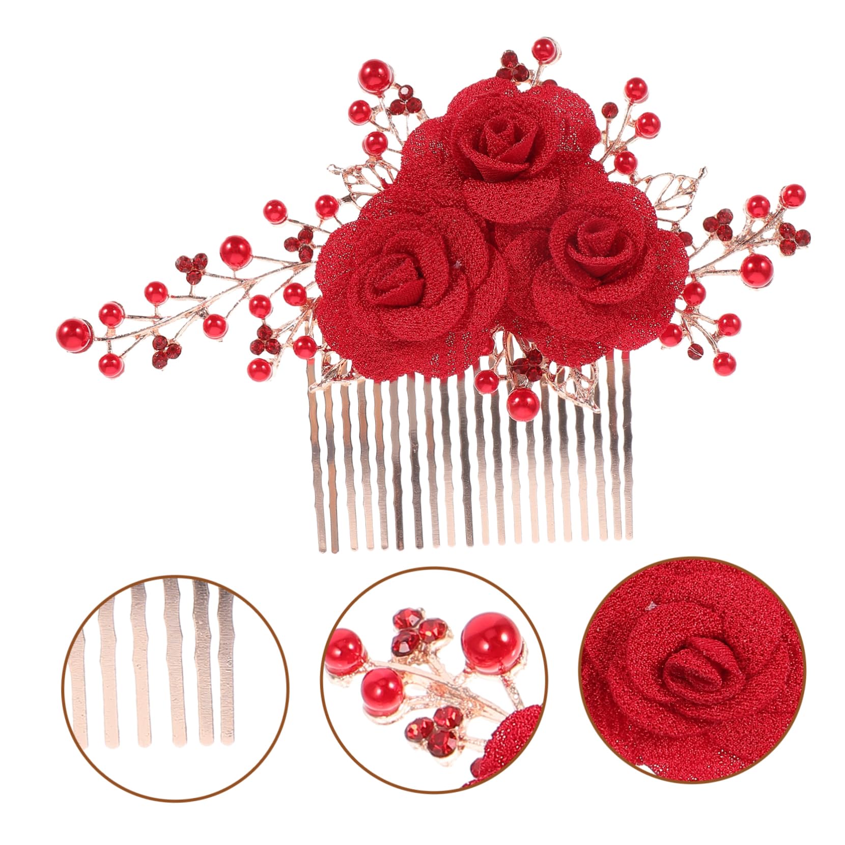 FRCOLOR Haarkamm Mit Rose 4 Rote Haarstecker Haarschmuck Für Bräute Haarkamm Haarkämme Für Accessoires Kopfschmuck Braut Haarschmuck Roter