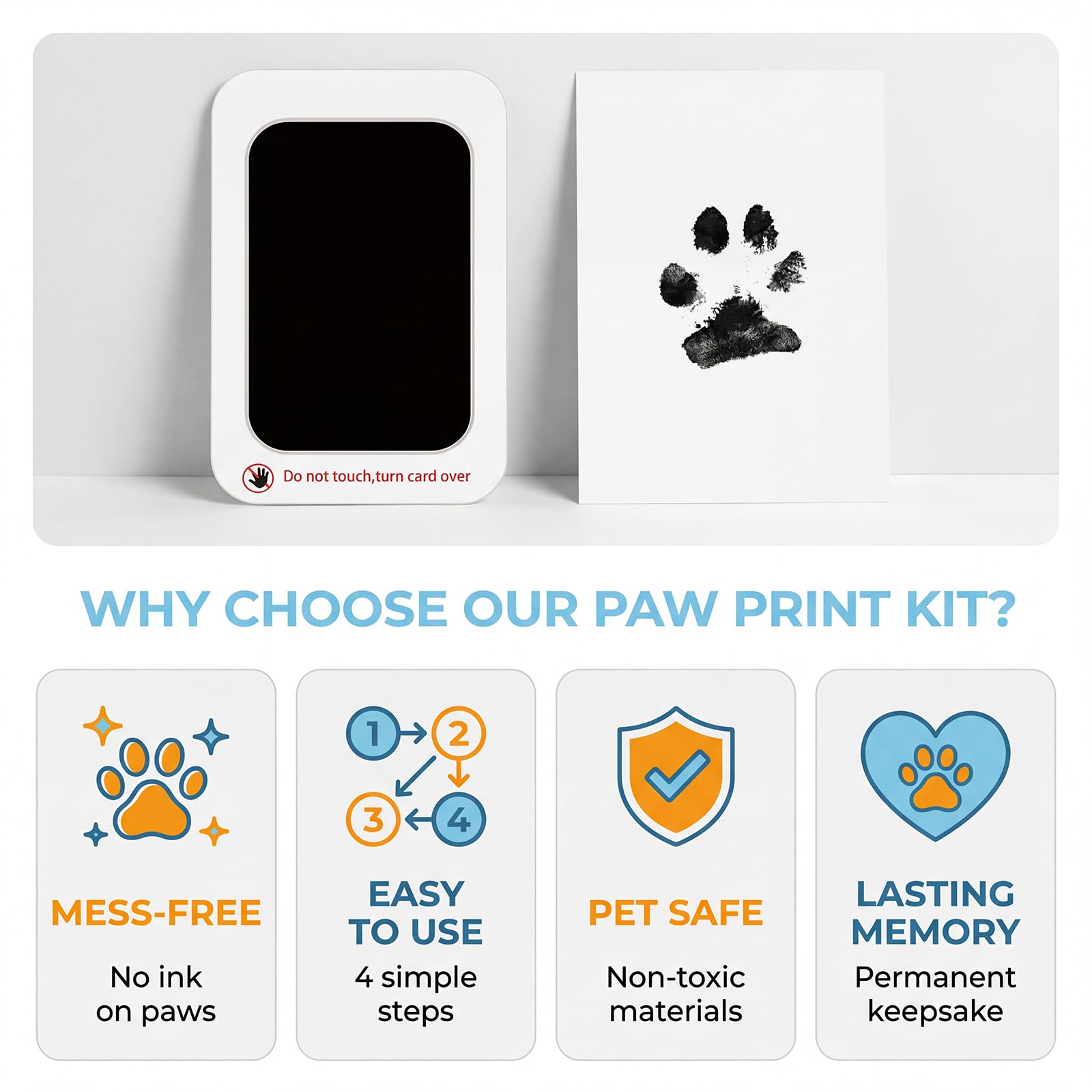 Jiujuda9 Set di 2 impronte di zampe per cani e gatti, set di impronte e impronte per bambini, senza contatto, per neonati - 4