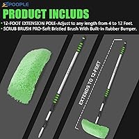 Vista 3 de Cepillo de lavado de coche de 11 pies con mango largo, cepillo de limpieza de coche de cerdas suaves de flujo de 12 pulgadas con mango extensible