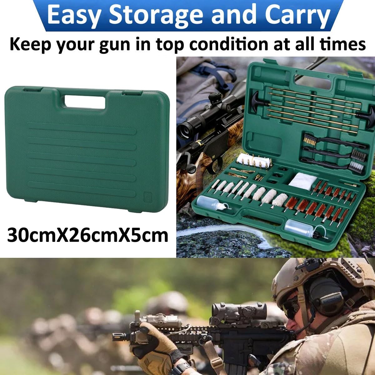 Kit di Pulizia per Pistola Spazzole Kit di Pulizia Fucile Kit di Pulizia Armi Pulire Manutenzione delle Armi .12Ga .20Ga .22Cal .270 .30Cal .38Cal