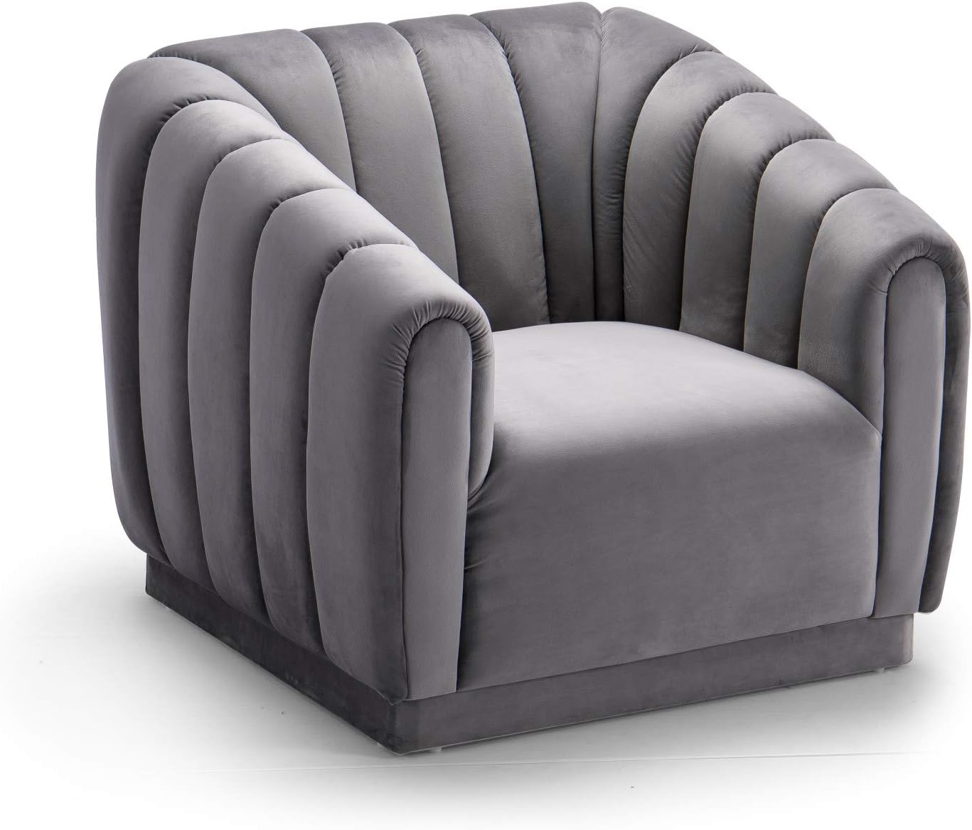 Rеvіеw Iconic Home Van Gogh Club Chair Velvet Upholstered Vertical Channel-Quilted Shelter Arm Design Modern Contemporary, Grey Rеvіеw Iconic Home Van Gogh Club Chair Velvet Upholstered Vertical Channel-Quilted Shelter Arm Design Modern Contemporary, Grey