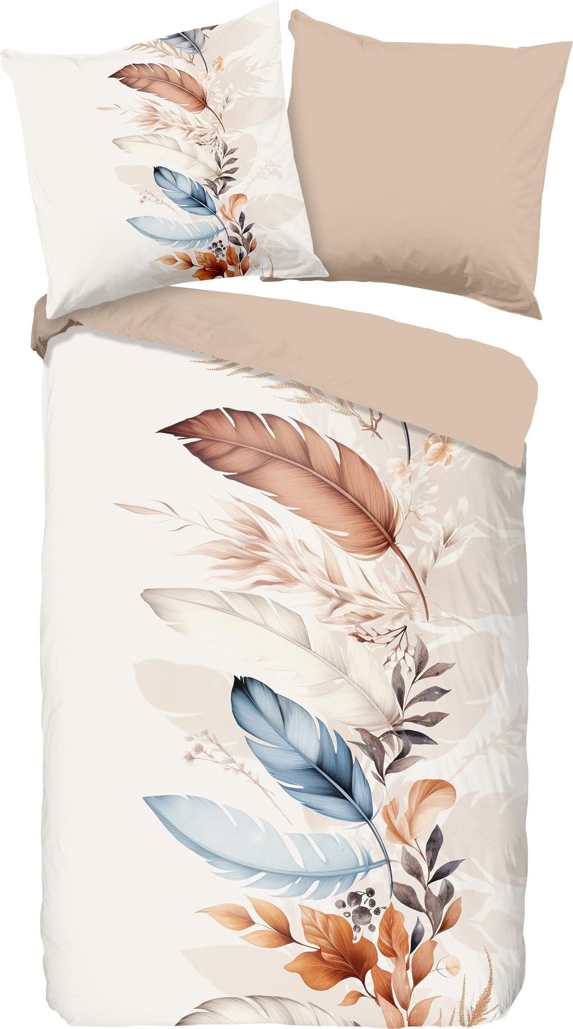 Good Morning Mirra Renforcé Reversible Bed Linen Sand Size 1x 135 x 200 cm + 1x 80 x 80 cm
