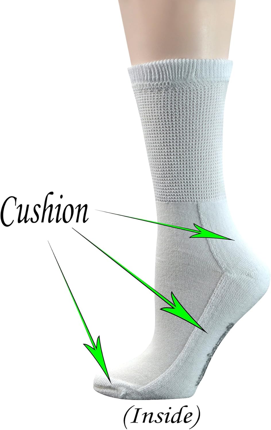 Yomandamor Women's 5 Pairs Non-Binding Cotton Crew Diabetic/Dress Socks with Seamless Toe and Cushion Sole - Image 3