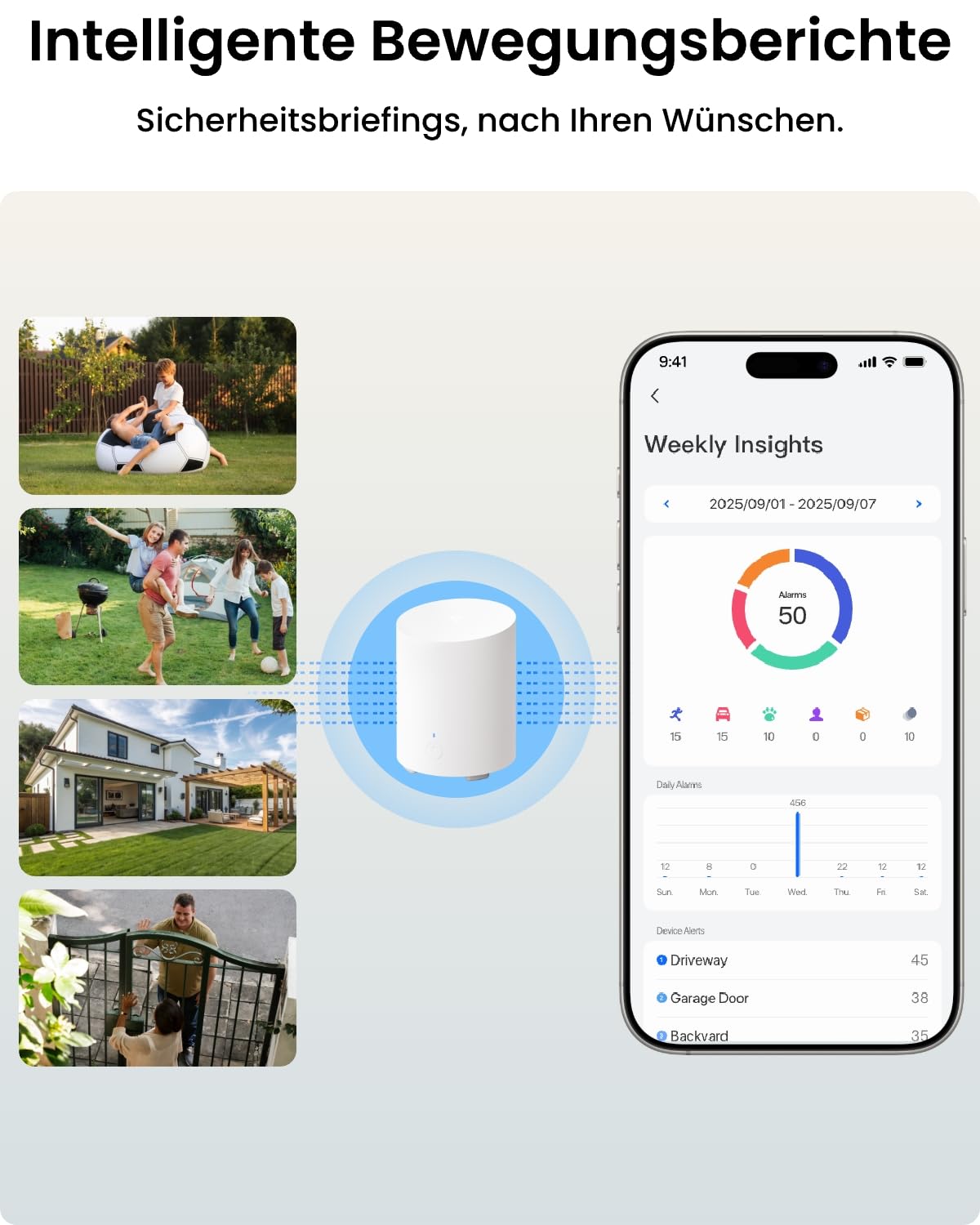 Reolink 3MP Überwachungskamera Aussen Akku WLAN 355°/140° Schwenkbar, 2K Solar IP Kamera Outdoor,KI-Erkennung, 2,4GHz WiFi, 2-Wege-Audio, Home Hub Mini + 2xArgus PT Lite mit Solarpanel