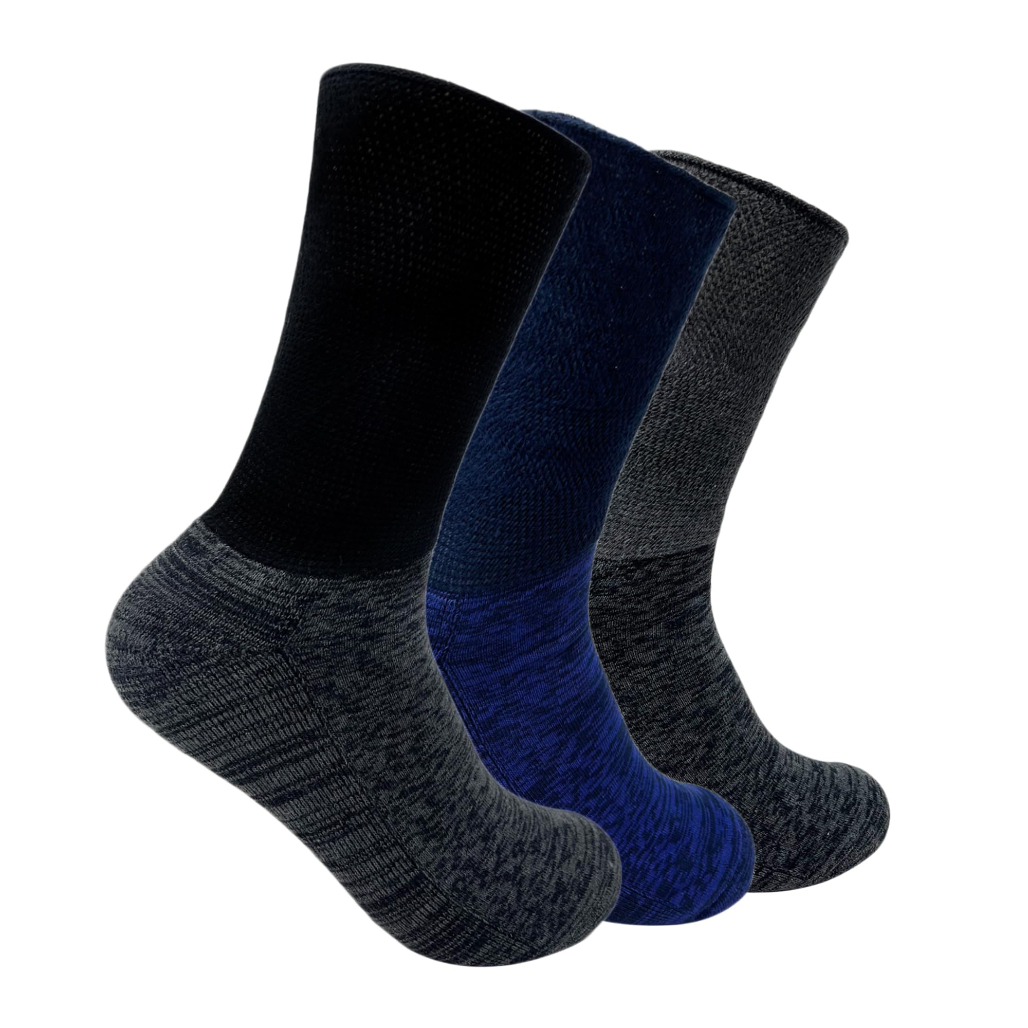 Mint & Oak Padded Diabetic Socks for Men & Women – Pack of 3 (Black, Navy Blue & Grey) | Breathable Cotton Blend | Blister Protection | Non-Binding Comfort Fit Extra Wide Cuff | Free Size-image-20