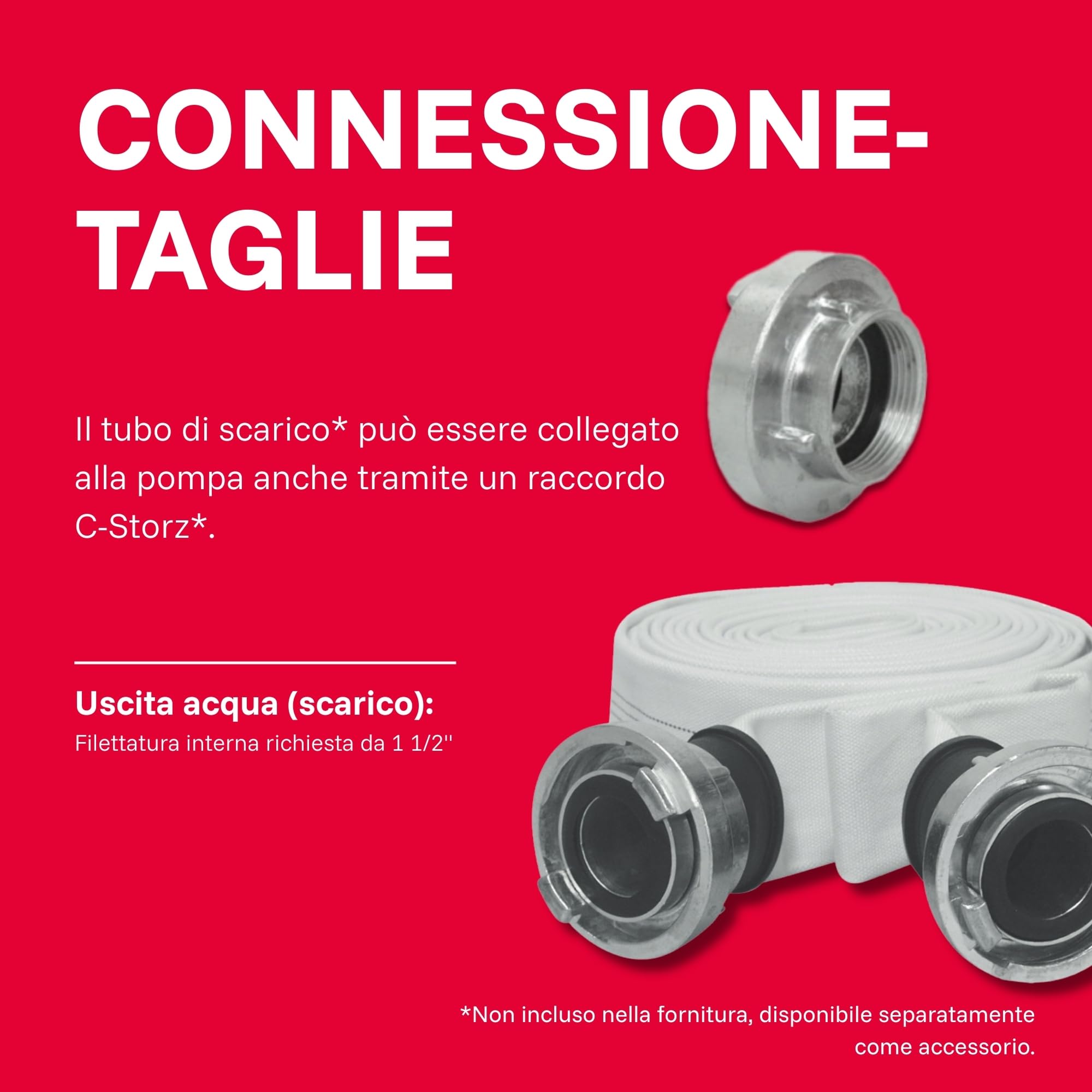 Pompa sommersa per drenaggio I-Compac 7500 in plastica con interruttore a galleggiante per acque sporche 400W, Rosso