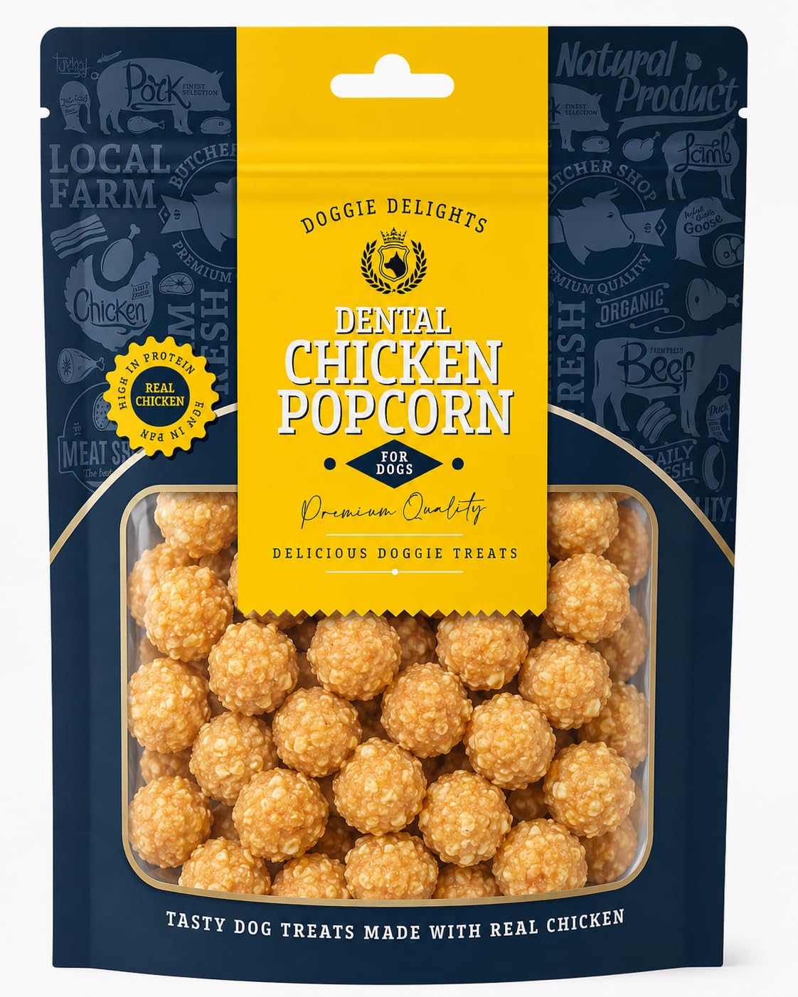 Doggie Delights Dental Chicken Popcorn High Protein Dog Training Treats 1 x 175g