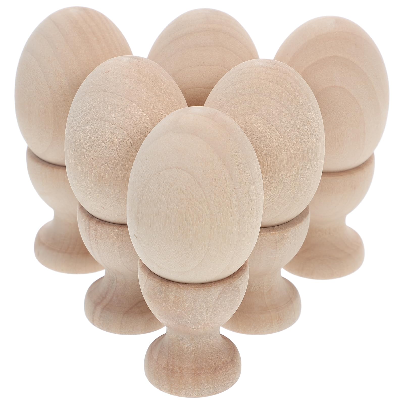 Cabilock Wooden Egg Cups for Kids Diy Craft, 12pcs Assorted Color Egg Holders, Easter Egg Display Stands, 1.85 X 1.37 Inch, Ideal for Family Activities and Kitchen Storage