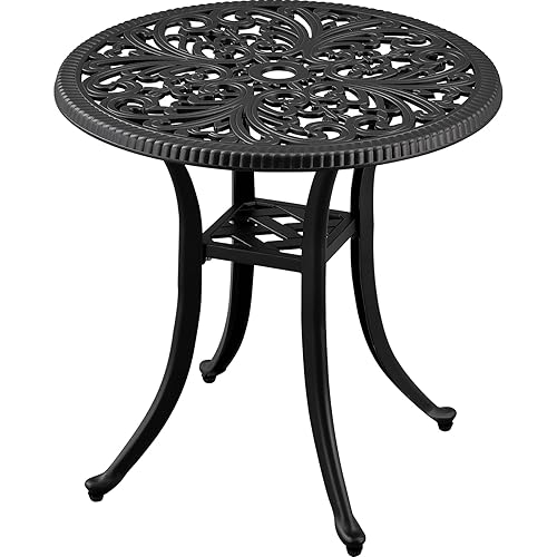 21” Cast Aluminum Patio Bistro Table, All Weather Round Patio