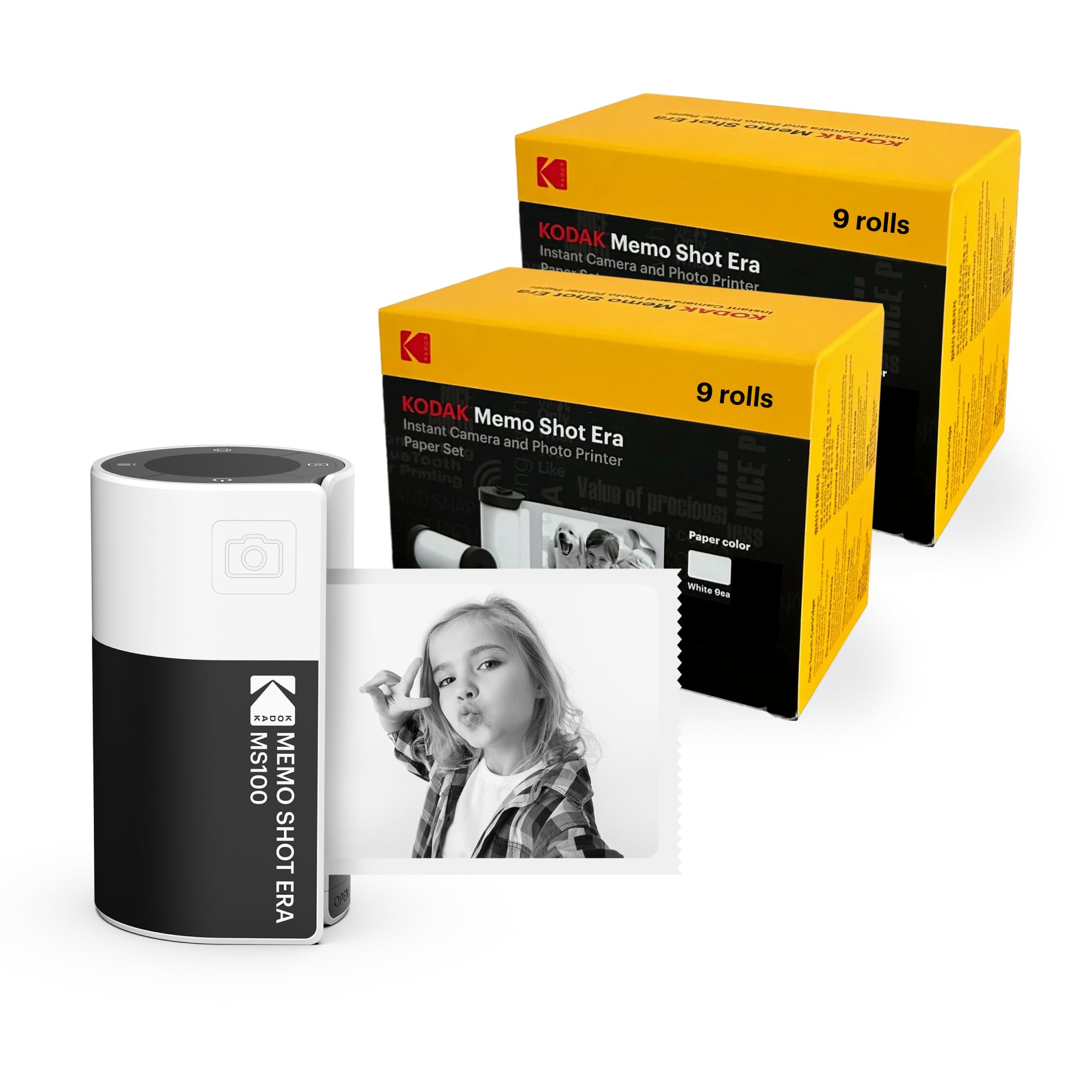 KODAK Memo Shot ERA Kids Instant Digital Label Camera Value Pack, White (18 Refills)