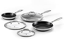HexClad Hybrid Nonstick 6-Piece Fry Pan Set, 8, 10, and 12-Inch Frying Pans with Tempered Glass Lids, Stay-Cool Handles, Dishwasher-Friendly, Induction Ready, Compatible with All Cooktops