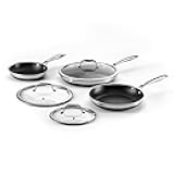 HexClad Hybrid Nonstick 6-Piece Fry Pan Set, 8, 10, and 12-Inch Frying Pans with Tempered Glass Lids, Stay-Cool Handles, Dishwasher-Friendly, Induction Ready, Compatible with All Cooktops