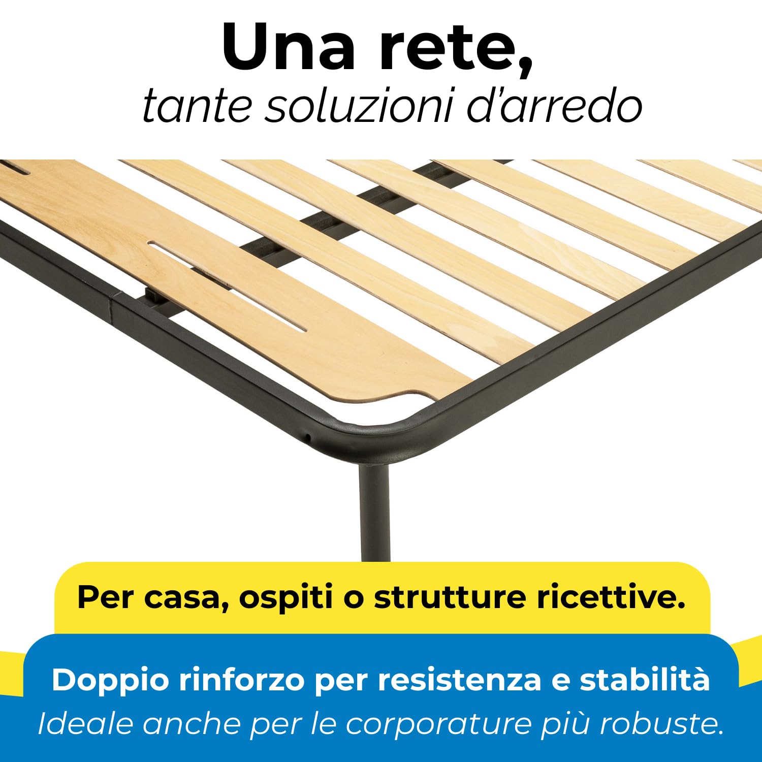 Win Bed UNICA D.S. 80x190 - Rete singola con doghe strette, perfetta per ambienti compatti, facile da montare e progettata per offrire sostegno stabile e continuo