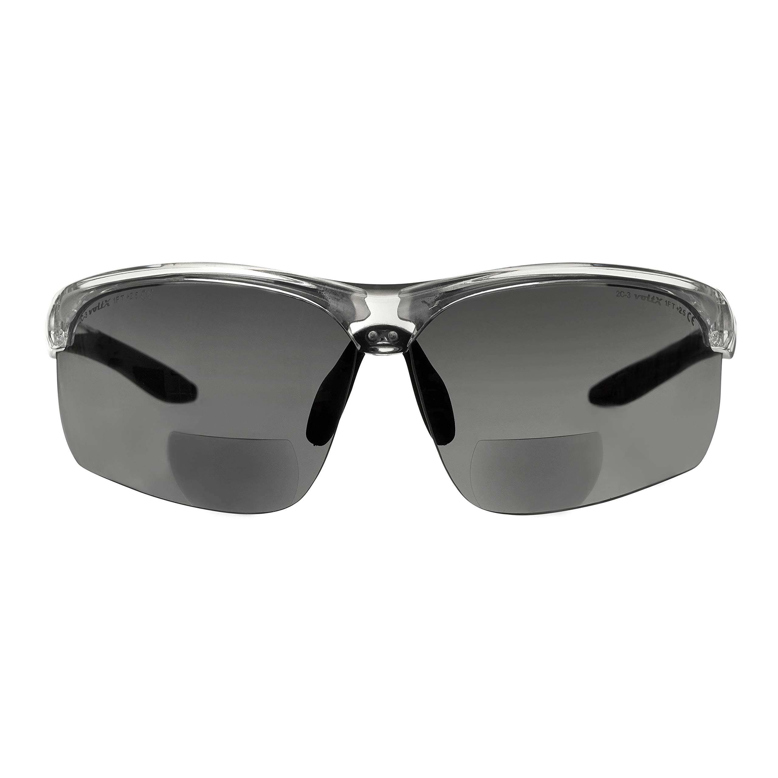 voltXCONSTRUCTOR ULTIMATE' Bifocal Reading Safety Glasses EN166FT certified - PREMIUM Cycling Sports Bifocals - Anti Fog Coated UV400 lens (+2.5 Dioptre, ULTIMATE Smoke)