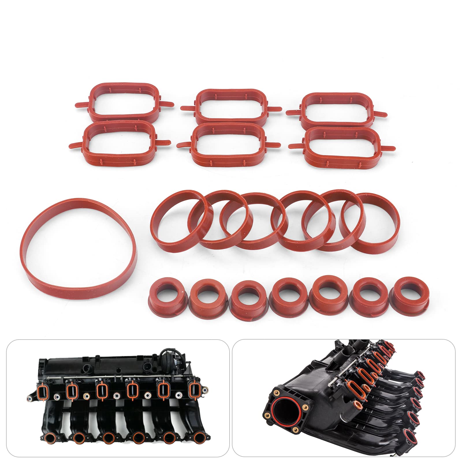 3mirrors Kit di guarnizioni collettore di aspirazione e lembo a spirale compatibile con M57 motore E39 E60 E46 E38 E53 E83 E65 E61 E65 E70 E71 E92 X3 X5 X6 11612246945 13 547799 2098, 20 pezzi