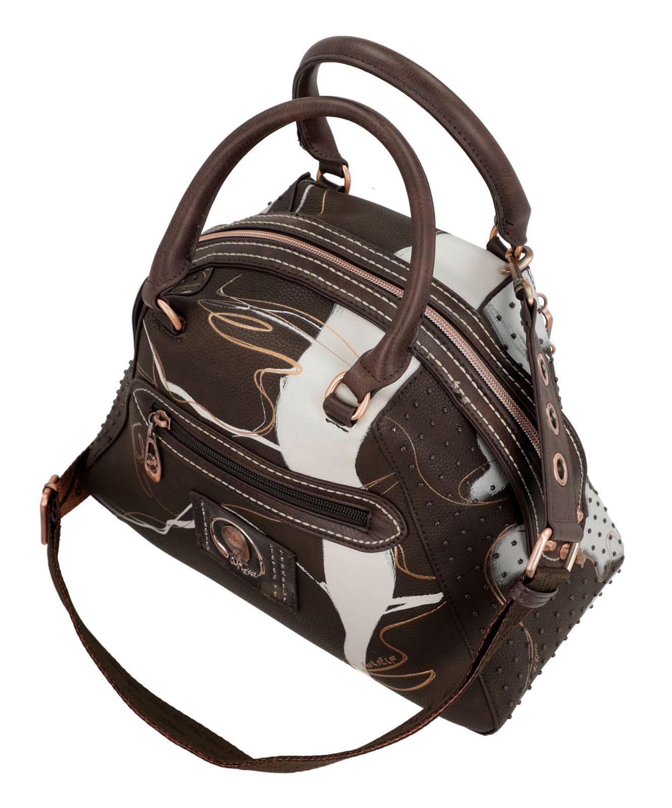 Anekke - Bolso para Mujer - Bolso de Polipiel con 2 Asas, Bandolera y Cierre de Cremallera - Color Marrón Shoen - Accesorios y Complementos de Mujer - Medidas 32x23x15 cm