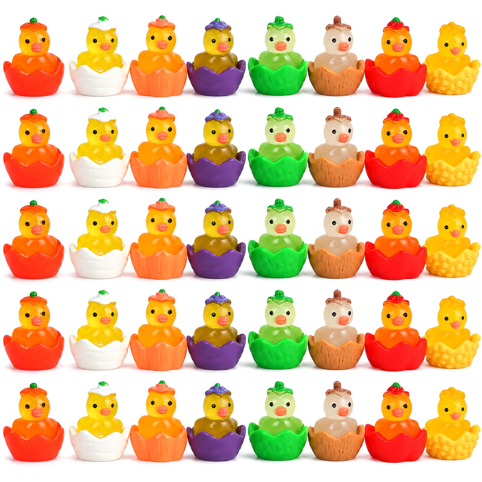 40Pcs Mini Resin Ducks, Luminous Eggshell Duck Ornament, Cute Small Ducks Figure for DIY Craft, Mini Resin Animals for Desk, Dollhouses, Aquariums & Miniature Landscape Decor