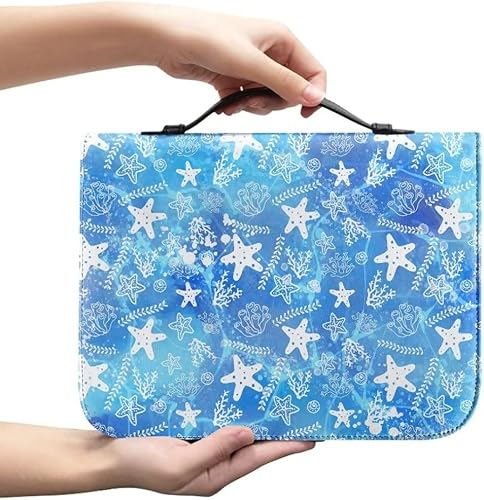 Miniatura 9 de Funda de cuero para la Biblia para hombres, funda de Biblia con patrón de bola roja, bolsa grande para la Biblia con asa bolsa de mano para la