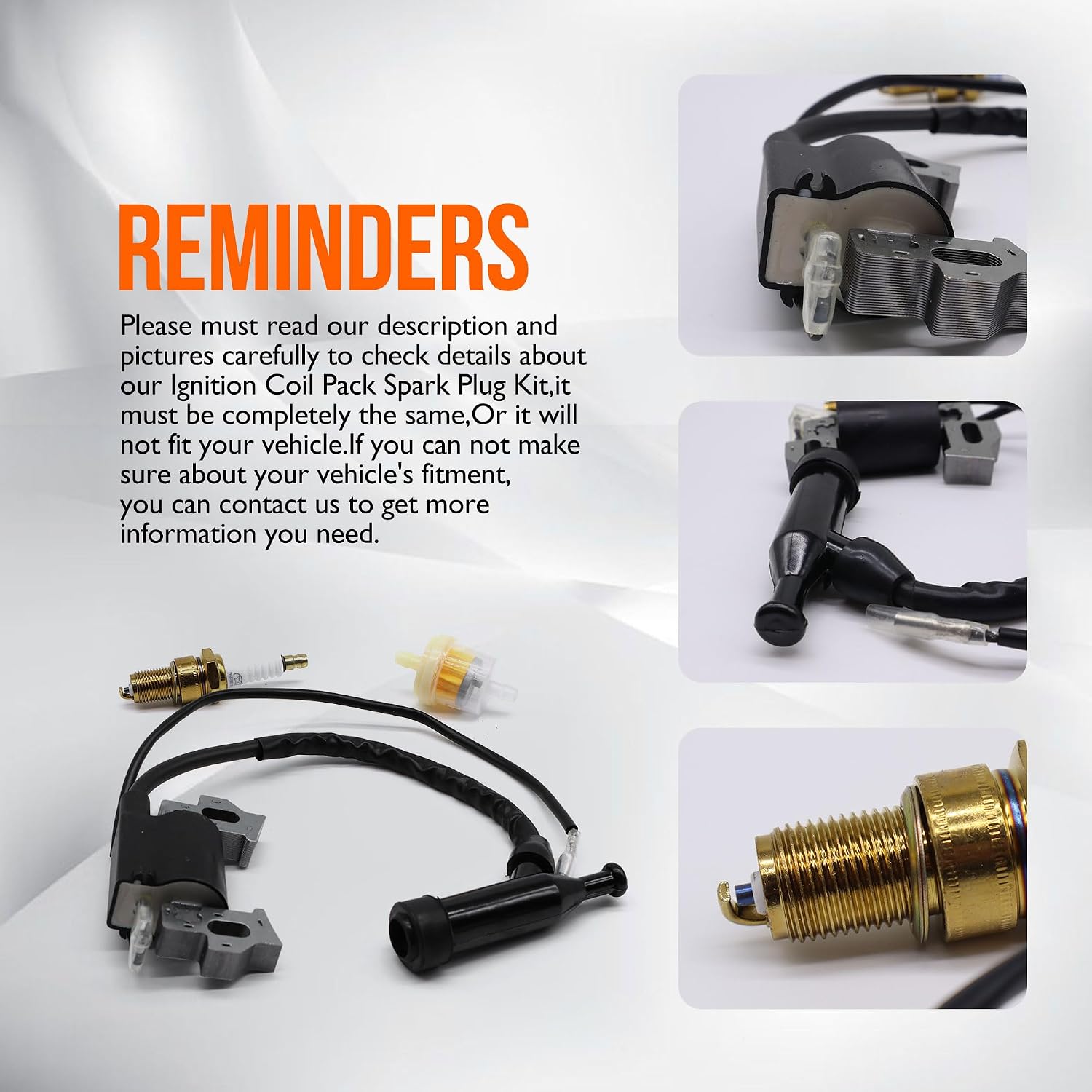 GX160 196cc 212cc Ignition Coil Pack Spark Plug Kit Compatible with Honda GX120 GX140 GX200 Predator 5.5hp 6.5hp 69730 69727 Coleman Ct200u Baja MB200 Motovox Hummerhead Generator Mini Bike Go Kart