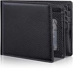 Mens Genuine Leather Bifold RFID Blocking Wallet with 14 Card Slots, ID Window & 2 Cash Pocket - Includes Gift Box, Coffee Brown, 4.3 inches, Classic