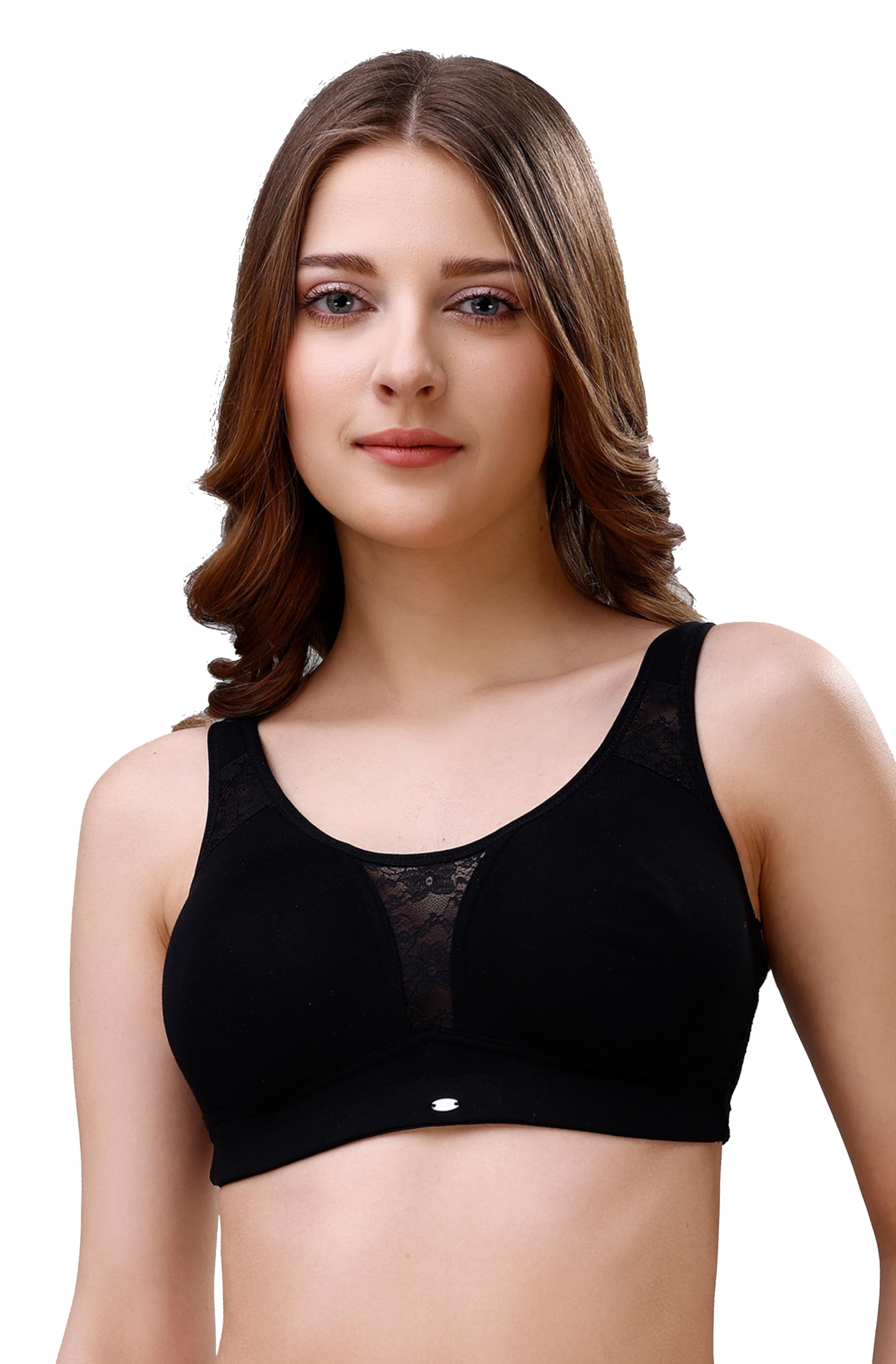 SOIEWomen Solid Non Padded Non Wired Full Coverage Stretch Cotton Minimizer Bra